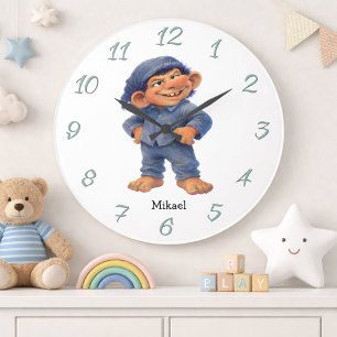 Skurrile Troll-Wanddekoration für Kinder mit indiv Große Wanduhr