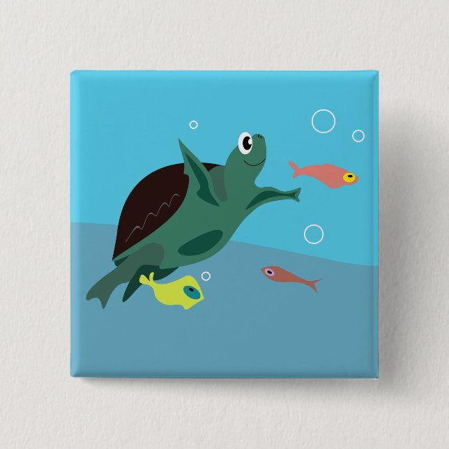 Skurrile tropische Fisch-Ozean-Kunst Button (Vorderseite)