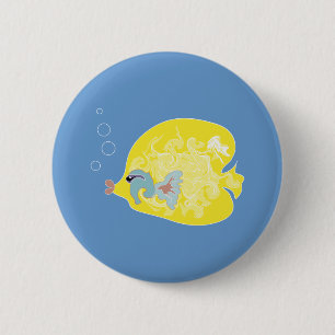 Skurrile tropische Fisch-Ozean-Kunst Button