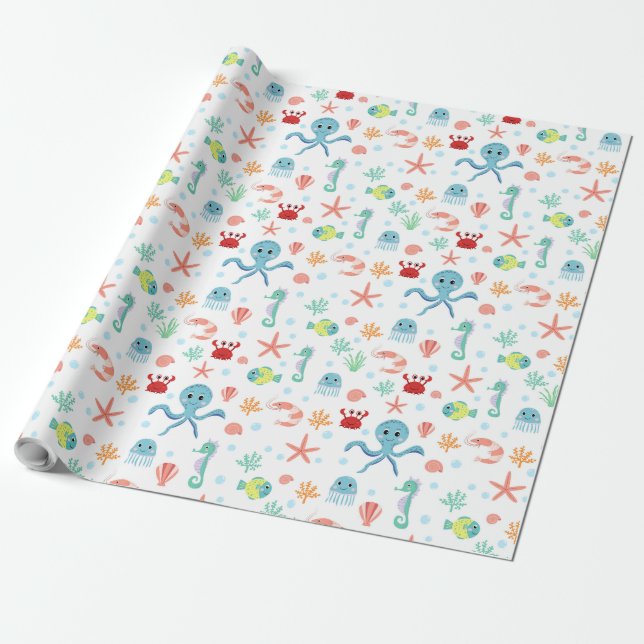 Skurrile Unterwasser-Meereslebewesen Geschenkpapier (Ungerollt)