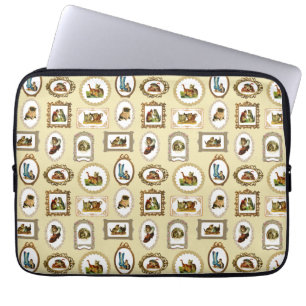 Skurrile Vintage eingerahmte Katzenmuster Laptopschutzhülle