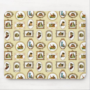 Skurrile Vintage eingerahmte Katzenmuster Mousepad
