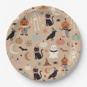 Skurrile Vintage-Halloween-Party Pappteller
