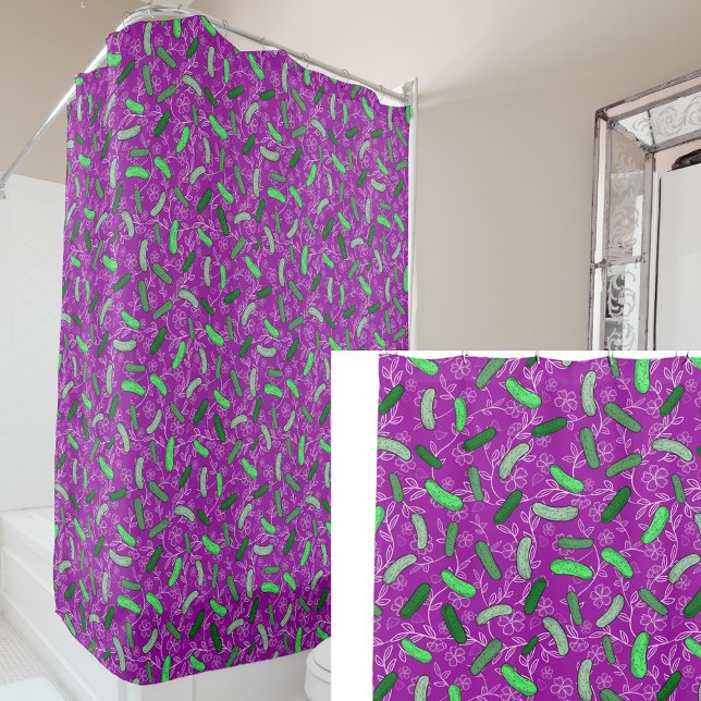 Skurrile violette Gurken Bunt Duschvorhang (Von Creator hochgeladen)