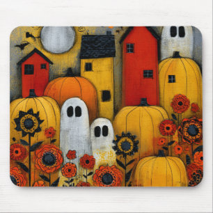 Skurrile Volkskunst-Halloween-Patch Mousepad