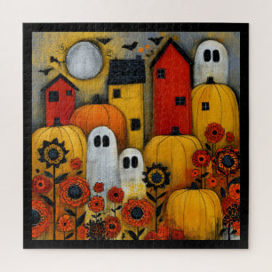 Skurrile Volkskunst Halloween-Patch Puzzle