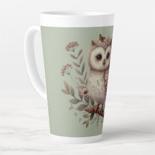 Skurrile Wald-Eulen-Botanik-Illustration Milchtasse