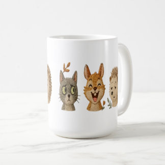 Skurrile Waldgesichter – Süße gestickte Tiere Kaffeetasse