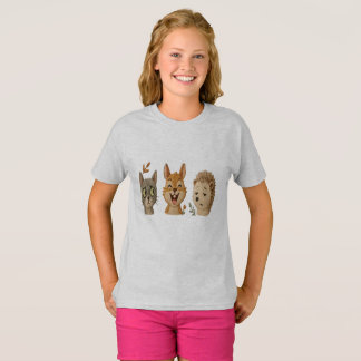 Skurrile Waldgesichter – Süße gestickte Tiere T-Shirt