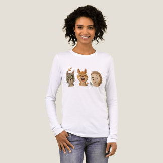 Skurrile Waldgesichter – Süße gestickte Tiere Tri-Blend Shirt