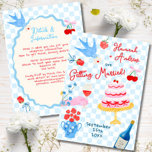 Skurrile Wasserfarbe-quirky-Hochzeitseinladung Einladung