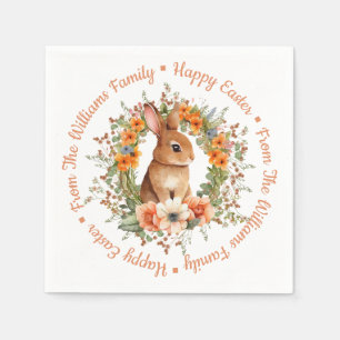 Skurrile Wasserfarben-Blumen-Osterhase Orange Serviette