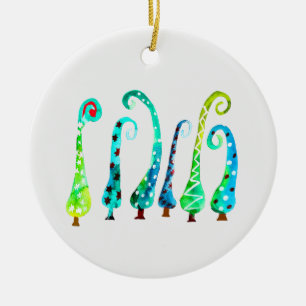 Skurrile Wasserfarben-Weihnachtsbäume Keramik Ornament