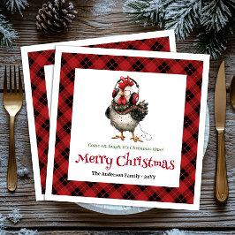 Skurrile Weihnachts-Hühner personalisierte Namenss Serviette