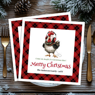 Skurrile Weihnachts-Hühner personalisierte Namenss Serviette