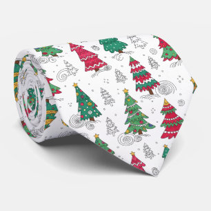 Skurrile Weihnachtsbäume Doodles Saisonell  Krawatte