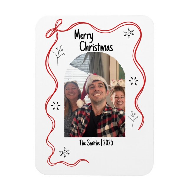 Skurrile Weihnachtskarte mit Foto und Doodle-Desig Magnet (Vertikal)