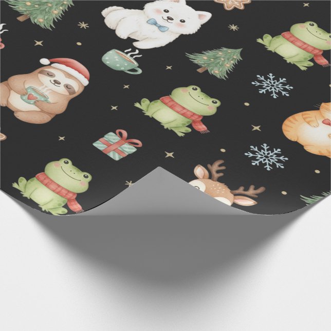 Skurrile Weihnachtskreaturen Festive Geschenkverpa Geschenkpapier (Ecke)