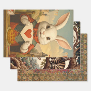 Skurrile Weiße Kaninchen-Herzen Verzauberte Wunder Geschenkpapier Set