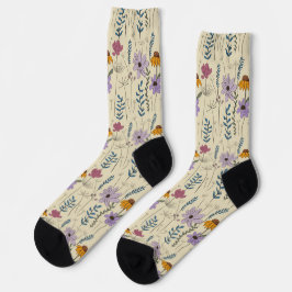 Skurrile Wildblumen-Nahtlos-Muster Socken