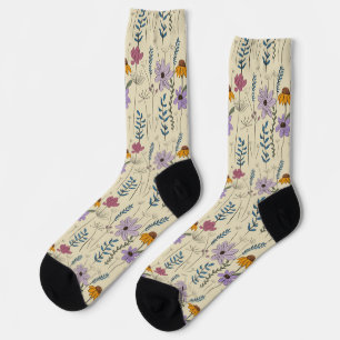Skurrile Wildblumen-Nahtlos-Muster Socken