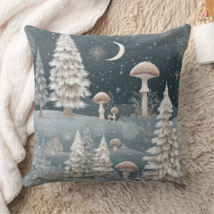 Skurrile Winterpilze Navy-Wald Kissen