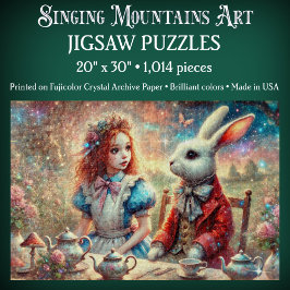 Skurrile Wunderland-Illustration Alice & Kaninchen Puzzle