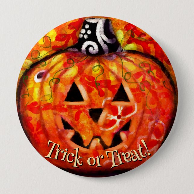 Skurriler abstrakter Jack O Lantern personalisiert Button (Vorderseite)