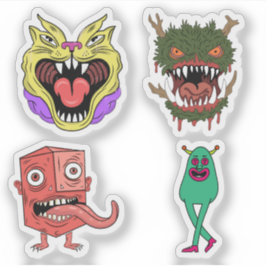 Skurriler Bunter Retro-Monster-Charakter Aufkleber