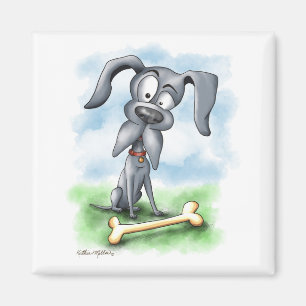 Skurriler Cartoon einer Deutschen Dogge Magnet