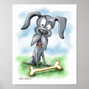 Skurriler Cartoon einer Deutschen Dogge Poster