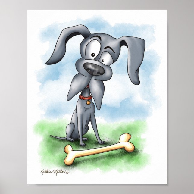 Skurriler Cartoon einer Deutschen Dogge Poster (Vorne)