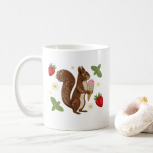 Skurriler Eichhörnchen-Eiscreme-Strawberry-Botanik Kaffeetasse