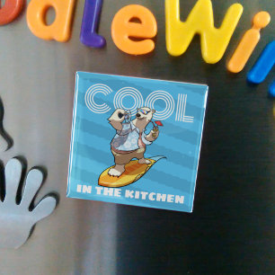 Skurriler Eisbär Cool In Der Küche Surf Cartoon Magnet
