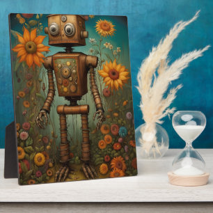 Skurriler Gartenroboter Digitale Kunst Tischdeko Fotoplatte