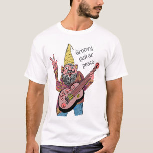 Skurriler Gnom mit Friedensgitarre, Groovy 60er Ja T-Shirt