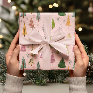 Skurriler handgezeichneter Weihnachtsbaum Geschenkpapier
