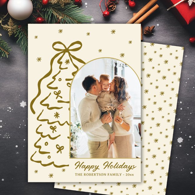 Skurriler handgezeichneter Weihnachtsbaum-Torbogen Feiertagskarte (Von Creator hochgeladen)