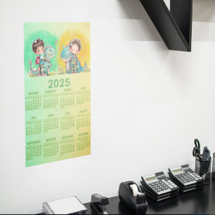 Skurriler Junge & Dinosaurier-Cartoon  Poster