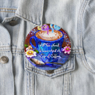 Skurriler Kaffeebecher Floral Personalisiert Button