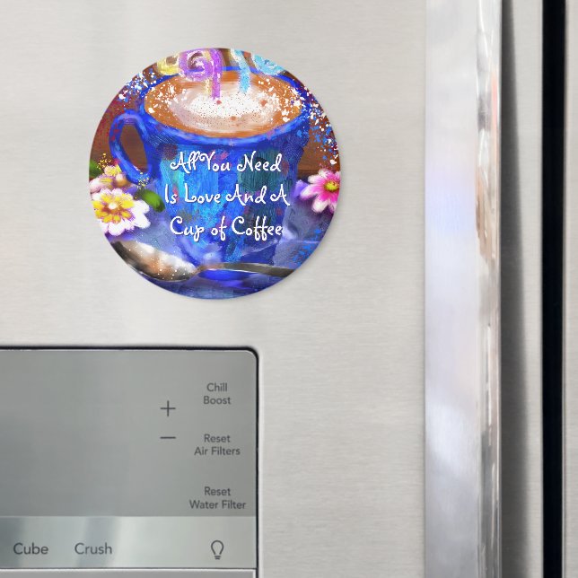 Skurriler Kaffeebecher Florale Personalisierung Magnet (In Situ (Kühlschrank))