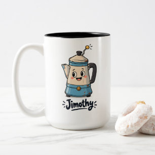 Skurriler kurzer Perkolator Jimothy spielerische S Zweifarbige Tasse