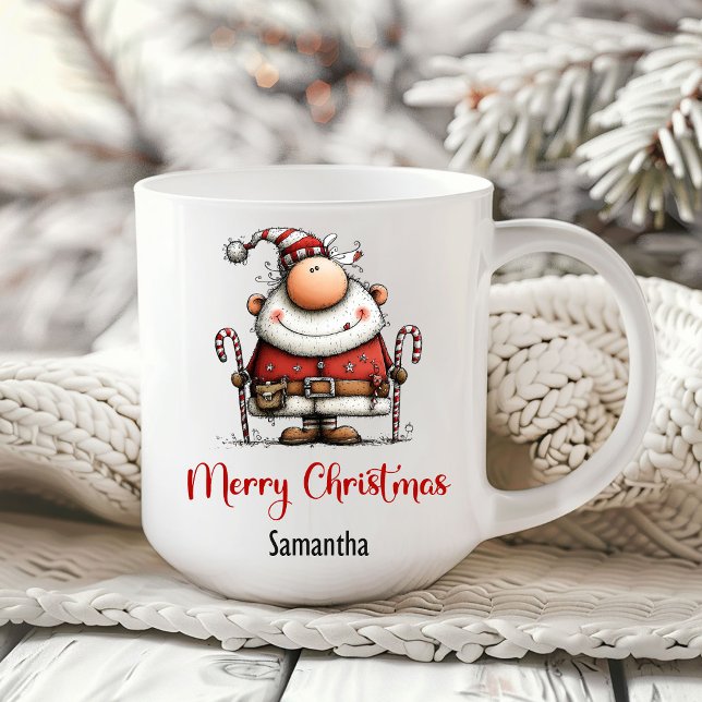 Skurriler lustiger Weihnachtsmann-Fun-Coffee-Mug Kaffeetasse (Whimsy Quirky Santa Claus Funny Coffee Mug)