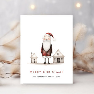 Skurriler minimalistischer Weihnachtsmann Weihnach Postkarte