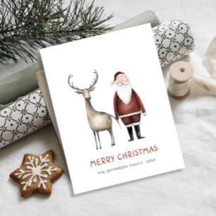 Skurriler minimalistischer Weihnachtsmann Weihnach Postkarte
