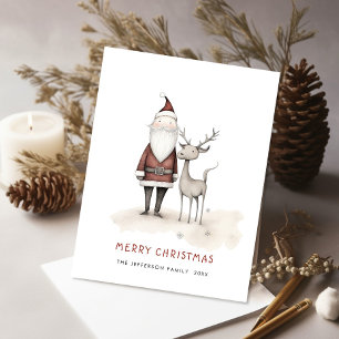 Skurriler minimalistischer Weihnachtsmann Weihnach Postkarte