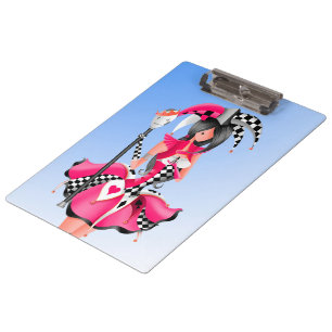 Skurriler Narr und Puppenkönig Pink Blau Klemmbrett
