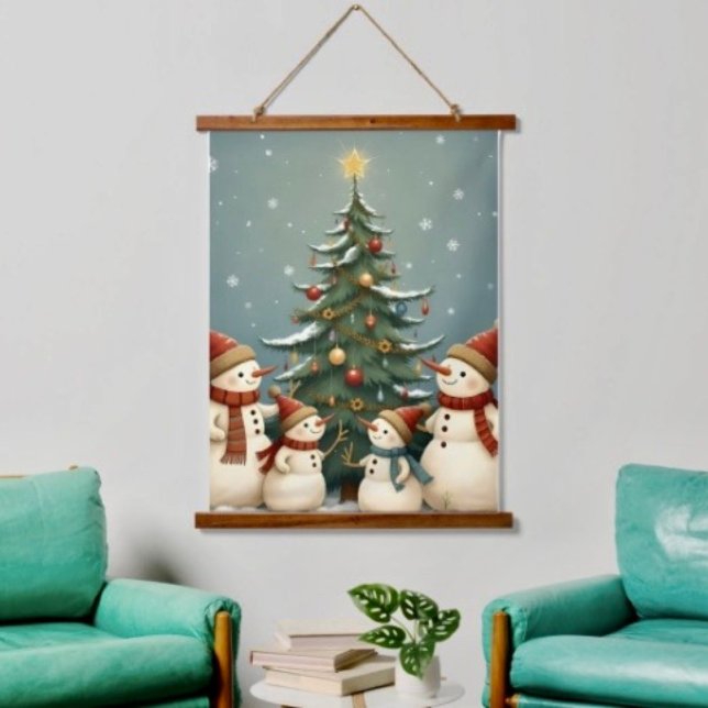 Skurriler Patchwork-Weihnachts-Teddybär Wandteppich Mit Holzrahmen (Wood topped 100% polyester hemmed edges twine for hanging. 

)