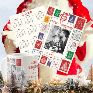 Skurriler Retro-Stempel-Feiertagsfoto-Kalender 202 Feiertagskarte