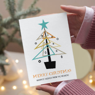Skurriler Retro-Weihnachtsbaum Mid Century Modern Feiertagskarte